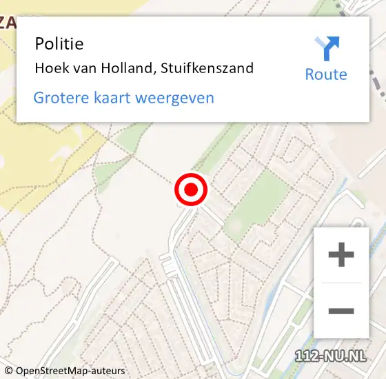 Locatie op kaart van de 112 melding: Politie Hoek van Holland, Stuifkenszand op 23 mei 2023 19:38