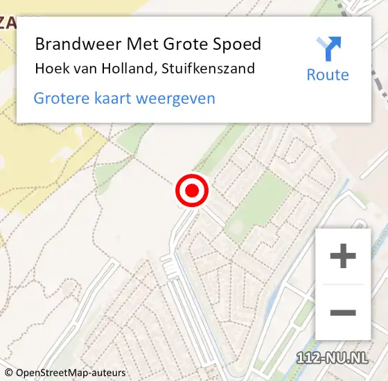 Locatie op kaart van de 112 melding: Brandweer Met Grote Spoed Naar Hoek van Holland, Stuifkenszand op 23 mei 2023 19:39