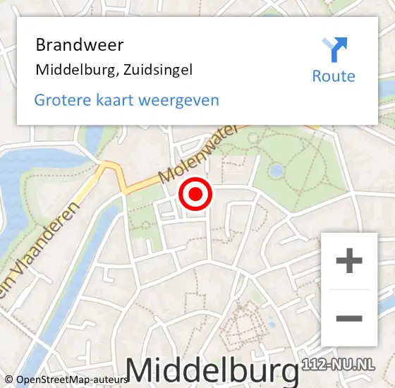 Locatie op kaart van de 112 melding: Brandweer Middelburg, Zuidsingel op 23 mei 2023 19:40