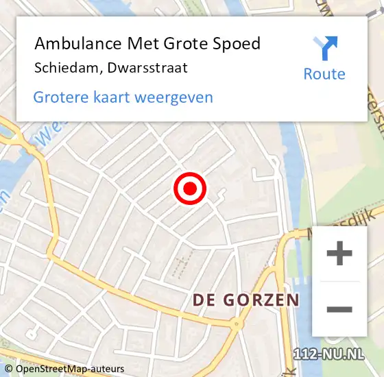 Locatie op kaart van de 112 melding: Ambulance Met Grote Spoed Naar Schiedam, Dwarsstraat op 23 mei 2023 19:49