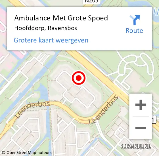 Locatie op kaart van de 112 melding: Ambulance Met Grote Spoed Naar Hoofddorp, Ravensbos op 23 mei 2023 19:53