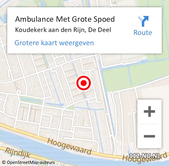 Locatie op kaart van de 112 melding: Ambulance Met Grote Spoed Naar Koudekerk aan den Rijn, De Deel op 23 mei 2023 20:01