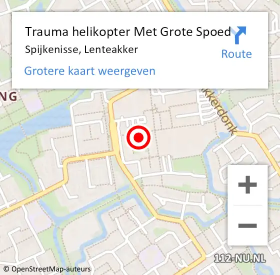 Locatie op kaart van de 112 melding: Trauma helikopter Met Grote Spoed Naar Spijkenisse, Lenteakker op 23 mei 2023 20:27