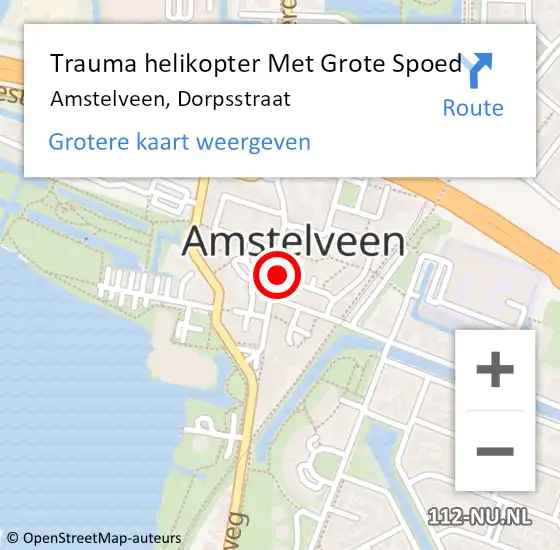 Locatie op kaart van de 112 melding: Trauma helikopter Met Grote Spoed Naar Amstelveen, Dorpsstraat op 23 mei 2023 20:46