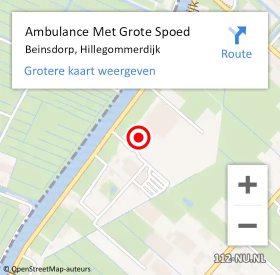 Locatie op kaart van de 112 melding: Ambulance Met Grote Spoed Naar Beinsdorp, Hillegommerdijk op 23 mei 2023 20:56