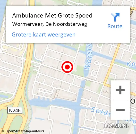 Locatie op kaart van de 112 melding: Ambulance Met Grote Spoed Naar Wormerveer, De Noordsterweg op 23 mei 2023 21:03