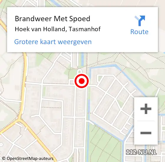 Locatie op kaart van de 112 melding: Brandweer Met Spoed Naar Hoek van Holland, Tasmanhof op 23 mei 2023 21:31