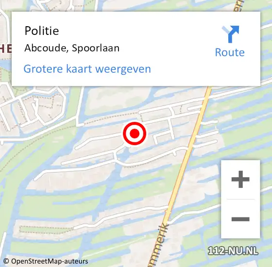 Locatie op kaart van de 112 melding: Politie Abcoude, Spoorlaan op 23 mei 2023 21:50