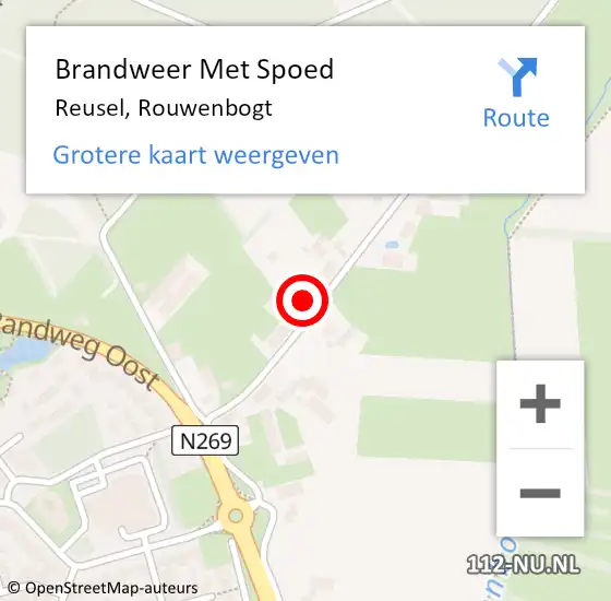 Locatie op kaart van de 112 melding: Brandweer Met Spoed Naar Reusel, Rouwenbogt op 23 mei 2023 22:03