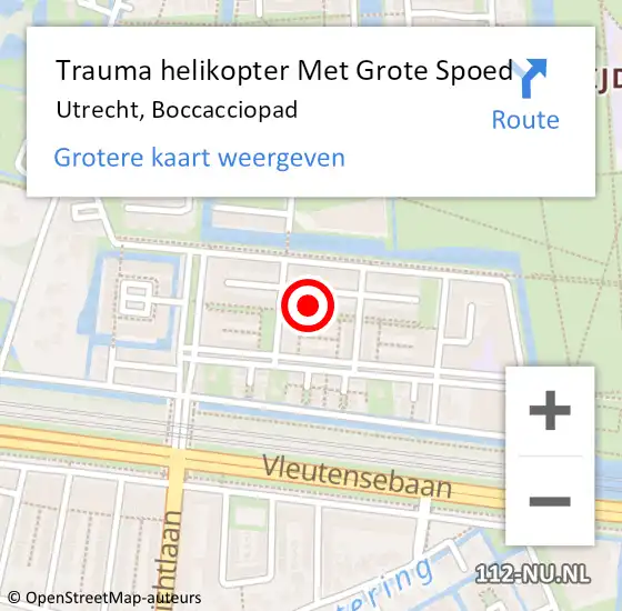 Locatie op kaart van de 112 melding: Trauma helikopter Met Grote Spoed Naar Utrecht, Boccacciopad op 23 mei 2023 22:49