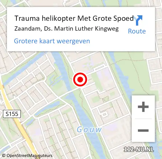 Locatie op kaart van de 112 melding: Trauma helikopter Met Grote Spoed Naar Zaandam, Ds. Martin Luther Kingweg op 23 mei 2023 23:09