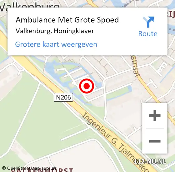 Locatie op kaart van de 112 melding: Ambulance Met Grote Spoed Naar Valkenburg, Honingklaver op 23 mei 2023 23:29