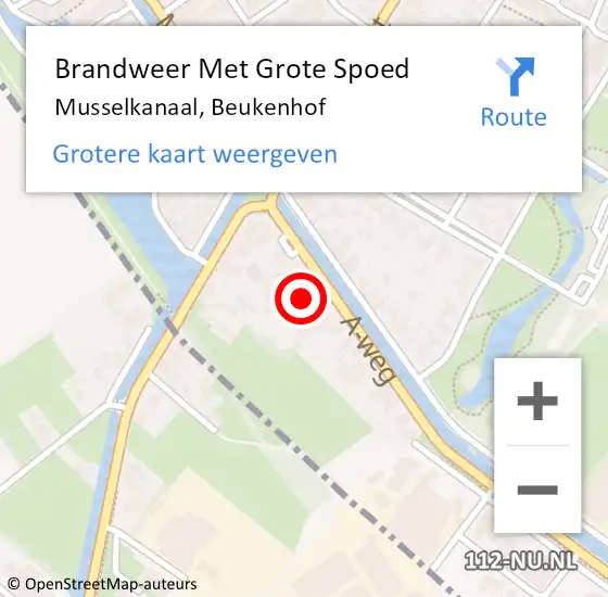 Locatie op kaart van de 112 melding: Brandweer Met Grote Spoed Naar Musselkanaal, Beukenhof op 12 oktober 2013 18:15