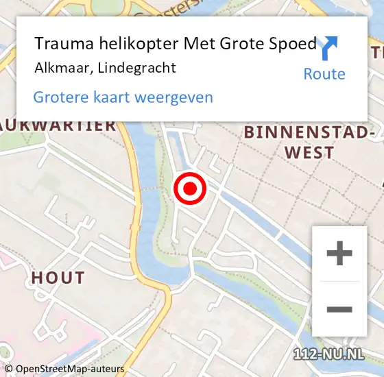 Locatie op kaart van de 112 melding: Trauma helikopter Met Grote Spoed Naar Alkmaar, Lindegracht op 24 mei 2023 01:42