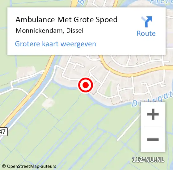 Locatie op kaart van de 112 melding: Ambulance Met Grote Spoed Naar Monnickendam, Dissel op 24 mei 2023 04:34