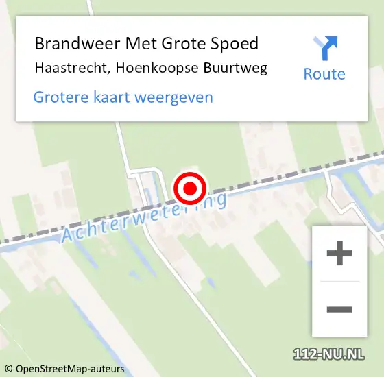 Locatie op kaart van de 112 melding: Brandweer Met Grote Spoed Naar Haastrecht, Hoenkoopse Buurtweg op 24 mei 2023 04:43