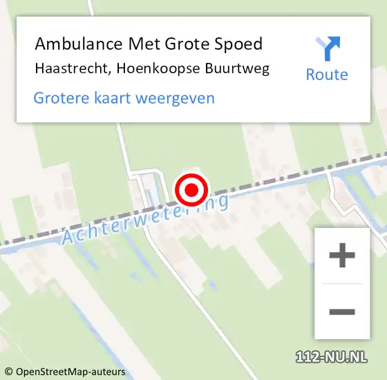 Locatie op kaart van de 112 melding: Ambulance Met Grote Spoed Naar Haastrecht, Hoenkoopse Buurtweg op 24 mei 2023 04:58