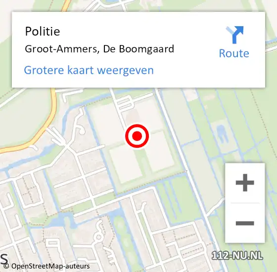 Locatie op kaart van de 112 melding: Politie Groot-Ammers, De Boomgaard op 24 mei 2023 05:27