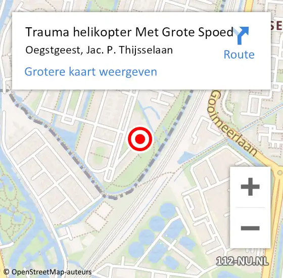 Locatie op kaart van de 112 melding: Trauma helikopter Met Grote Spoed Naar Oegstgeest, Jac. P. Thijsselaan op 24 mei 2023 05:28