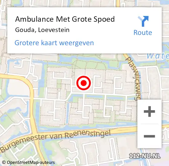 Locatie op kaart van de 112 melding: Ambulance Met Grote Spoed Naar Gouda, Loevestein op 24 mei 2023 06:34