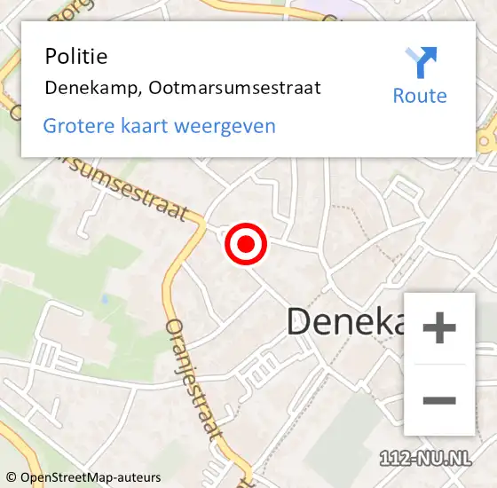 Locatie op kaart van de 112 melding: Politie Denekamp, Ootmarsumsestraat op 24 mei 2023 06:51