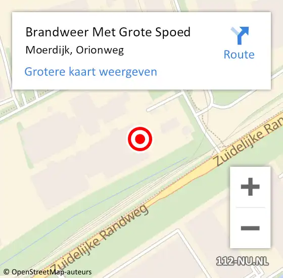 Locatie op kaart van de 112 melding: Brandweer Met Grote Spoed Naar Moerdijk, Orionweg op 24 mei 2023 07:53