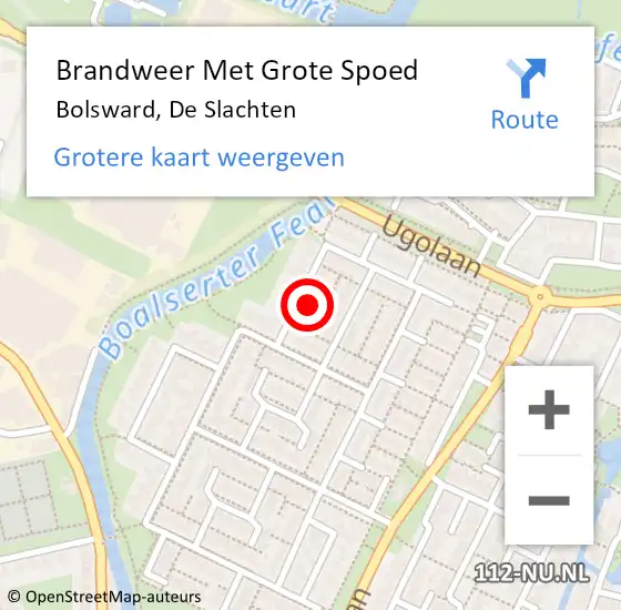 Locatie op kaart van de 112 melding: Brandweer Met Grote Spoed Naar Bolsward, De Slachten op 24 mei 2023 07:53