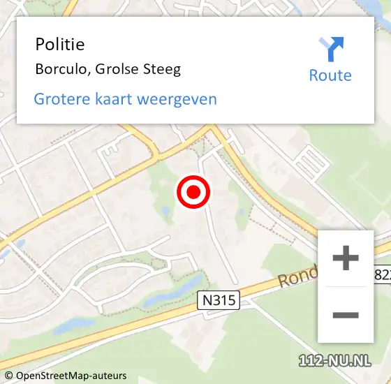 Locatie op kaart van de 112 melding: Politie Borculo, Grolse Steeg op 24 mei 2023 08:20