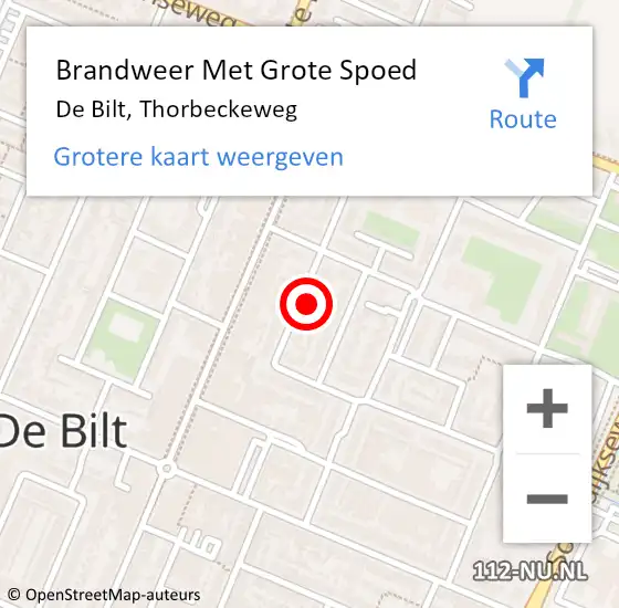 Locatie op kaart van de 112 melding: Brandweer Met Grote Spoed Naar De Bilt, Thorbeckeweg op 24 mei 2023 08:53