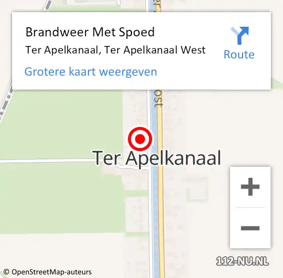 Locatie op kaart van de 112 melding: Brandweer Met Spoed Naar Ter Apelkanaal, Ter Apelkanaal West op 24 mei 2023 09:04