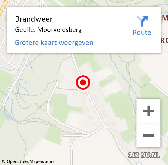 Locatie op kaart van de 112 melding: Brandweer Geulle, Moorveldsberg op 26 augustus 2014 13:44