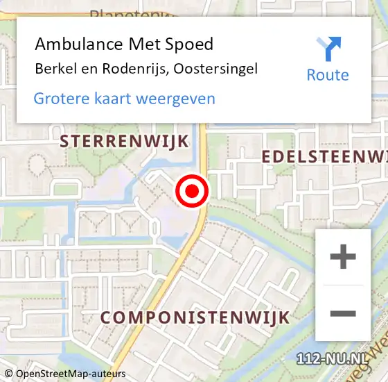 Locatie op kaart van de 112 melding: Ambulance Met Spoed Naar Berkel en Rodenrijs, Oostersingel op 24 mei 2023 09:56