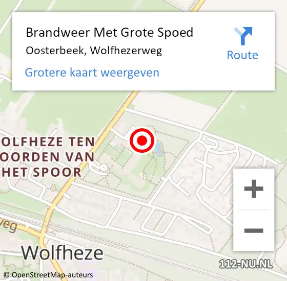 Locatie op kaart van de 112 melding: Brandweer Met Grote Spoed Naar Oosterbeek, Wolfhezerweg op 24 mei 2023 09:59