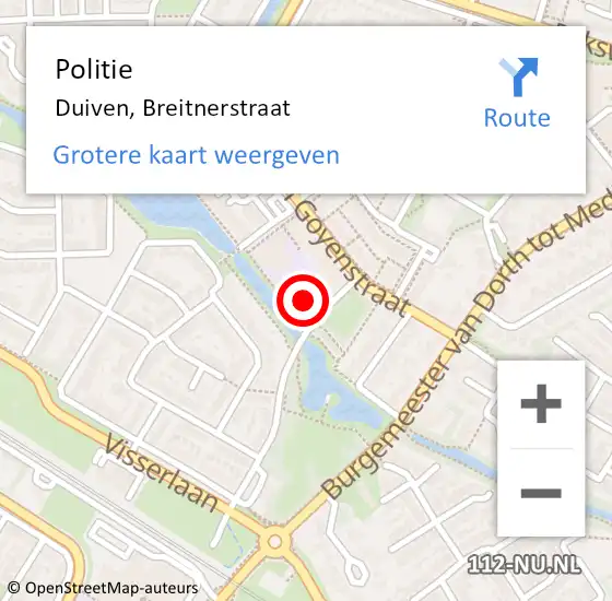 Locatie op kaart van de 112 melding: Politie Duiven, Breitnerstraat op 24 mei 2023 10:12