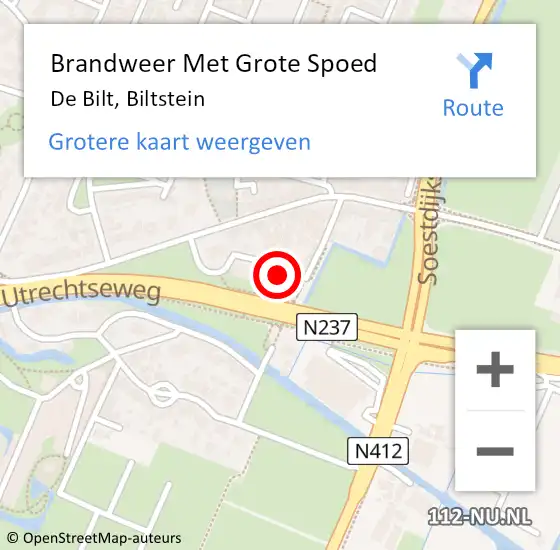 Locatie op kaart van de 112 melding: Brandweer Met Grote Spoed Naar De Bilt, Biltstein op 24 mei 2023 10:14