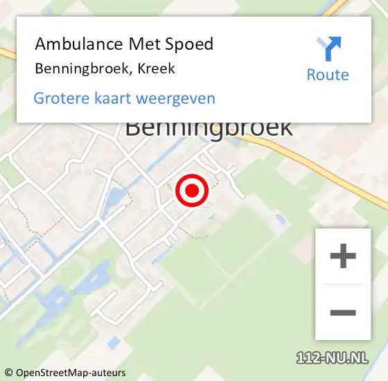 Locatie op kaart van de 112 melding: Ambulance Met Spoed Naar Benningbroek, Kreek op 24 mei 2023 10:18