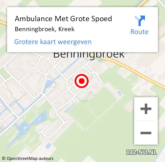 Locatie op kaart van de 112 melding: Ambulance Met Grote Spoed Naar Benningbroek, Kreek op 24 mei 2023 10:19