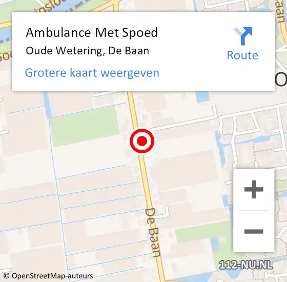 Locatie op kaart van de 112 melding: Ambulance Met Spoed Naar Oude Wetering, De Baan op 24 mei 2023 10:21