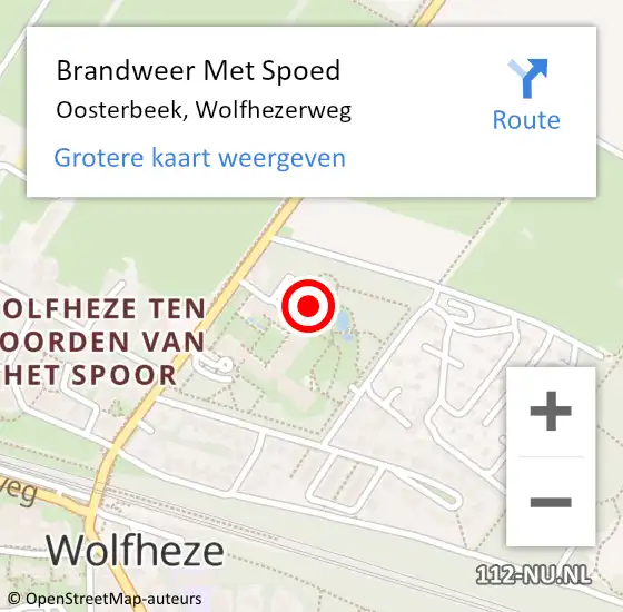 Locatie op kaart van de 112 melding: Brandweer Met Spoed Naar Oosterbeek, Wolfhezerweg op 24 mei 2023 10:23