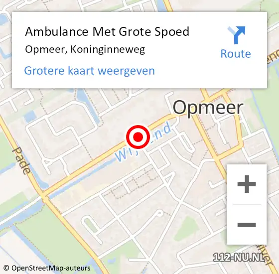Locatie op kaart van de 112 melding: Ambulance Met Grote Spoed Naar Opmeer, Koninginneweg op 24 mei 2023 10:55