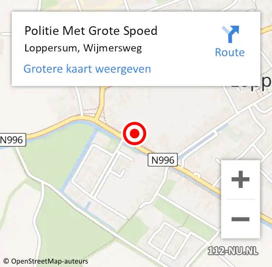 Locatie op kaart van de 112 melding: Politie Met Grote Spoed Naar Loppersum, Wijmersweg op 24 mei 2023 10:55