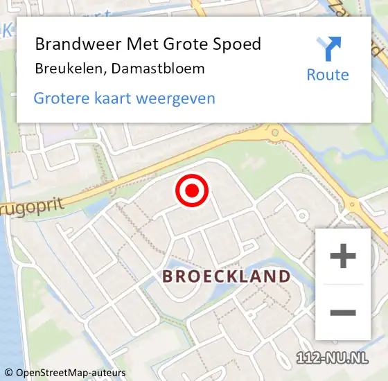 Locatie op kaart van de 112 melding: Brandweer Met Grote Spoed Naar Breukelen, Damastbloem op 24 mei 2023 10:58
