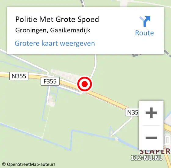 Locatie op kaart van de 112 melding: Politie Met Grote Spoed Naar Groningen, Gaaikemadijk op 24 mei 2023 11:07