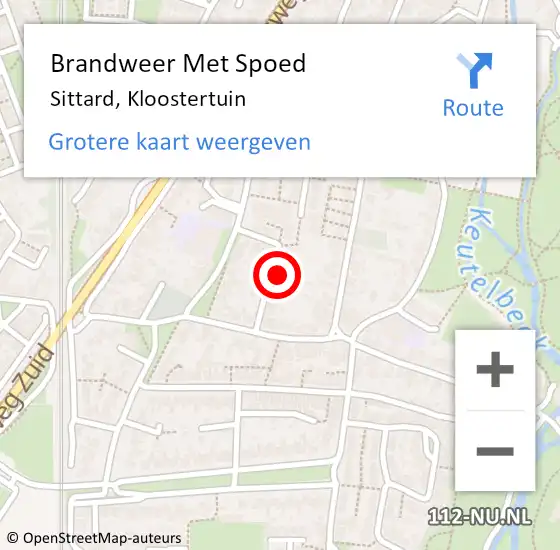 Locatie op kaart van de 112 melding: Brandweer Met Spoed Naar Sittard, Kloostertuin op 24 mei 2023 11:25