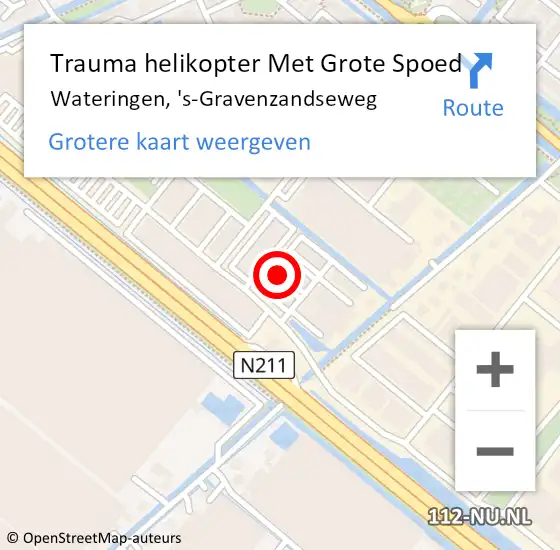 Locatie op kaart van de 112 melding: Trauma helikopter Met Grote Spoed Naar Wateringen, 's-Gravenzandseweg op 24 mei 2023 11:33