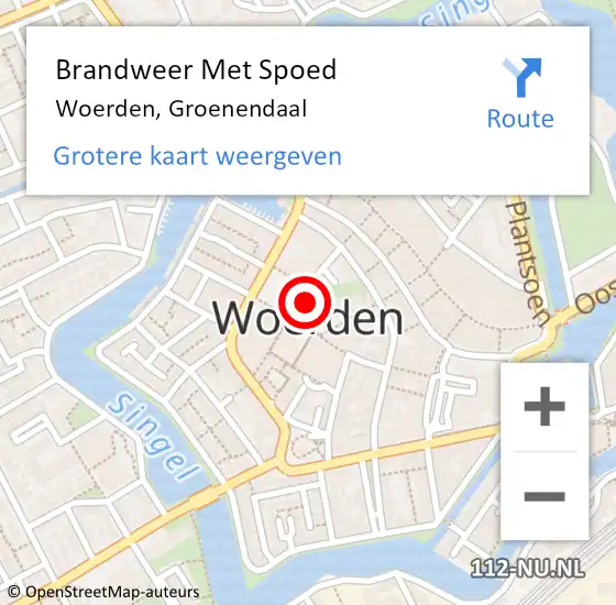 Locatie op kaart van de 112 melding: Brandweer Met Spoed Naar Woerden, Groenendaal op 24 mei 2023 11:43