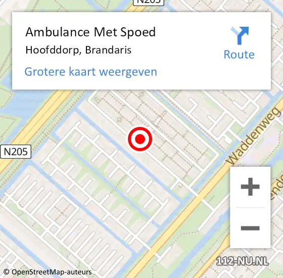 Locatie op kaart van de 112 melding: Ambulance Met Spoed Naar Hoofddorp, Brandaris op 24 mei 2023 11:58