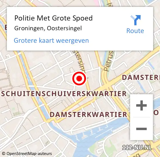 Locatie op kaart van de 112 melding: Politie Met Grote Spoed Naar Groningen, Oostersingel op 24 mei 2023 12:10