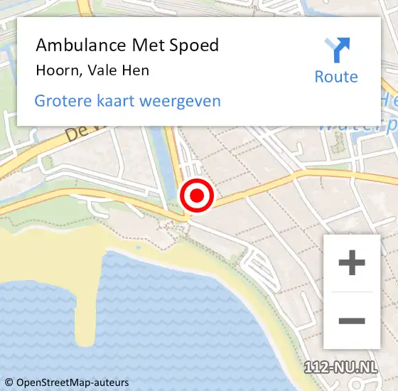 Locatie op kaart van de 112 melding: Ambulance Met Spoed Naar Hoorn, Vale Hen op 24 mei 2023 12:31