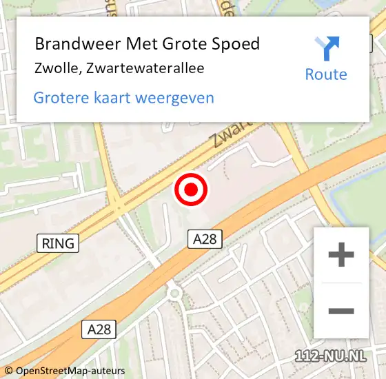 Locatie op kaart van de 112 melding: Brandweer Met Grote Spoed Naar Zwolle, Zwartewaterallee op 24 mei 2023 12:32